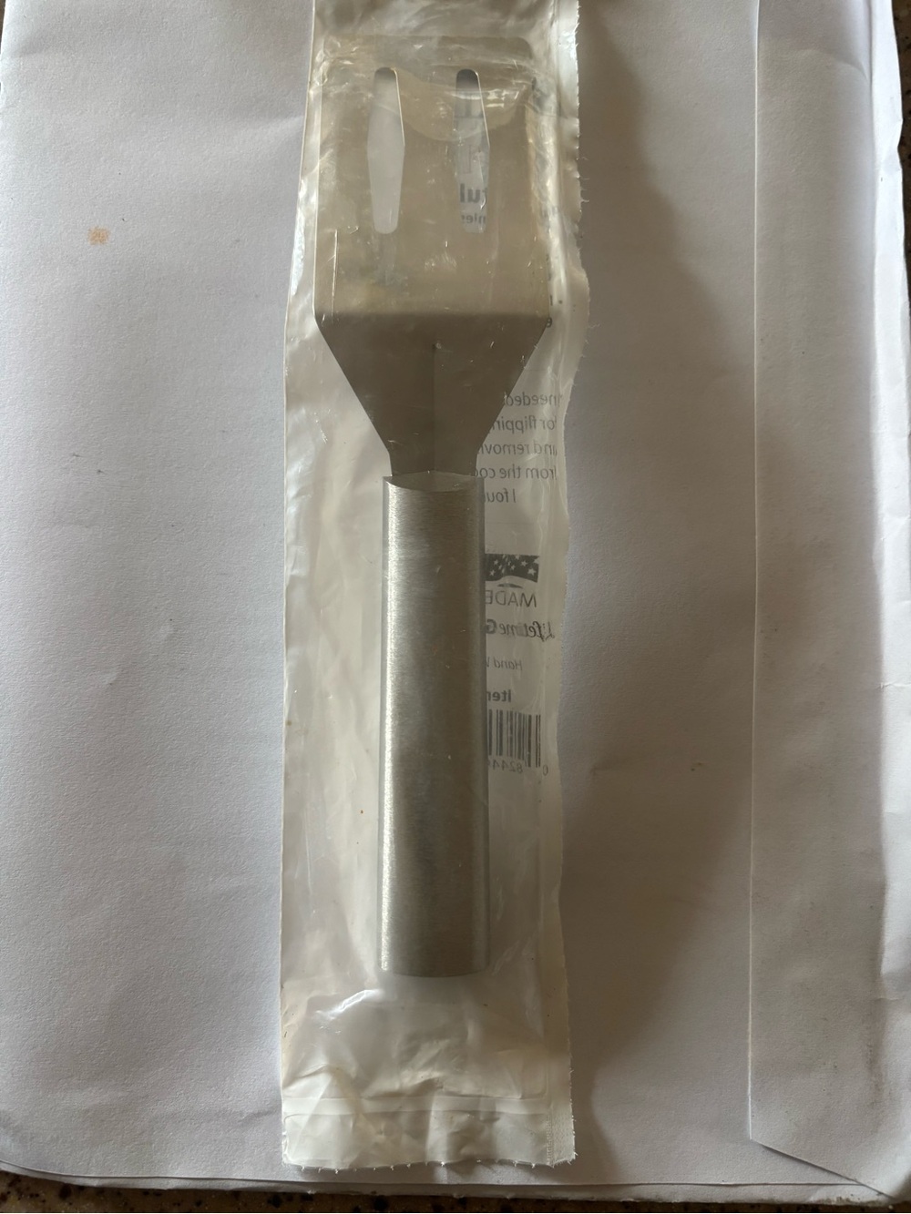 Stainless Steel Turner with Forked Spatula Head - Silver